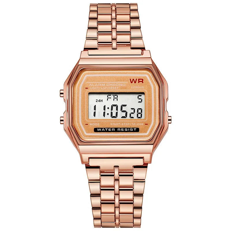 Retro Digital Watch — Unisex Vintage Style, Steel Bracelet