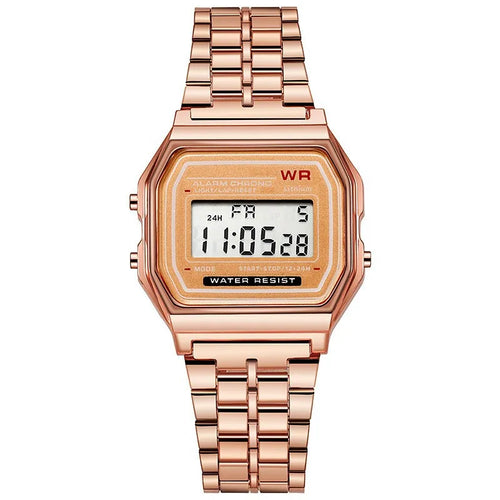 Retro Digital Watch — Unisex Vintage Style, Steel Bracelet