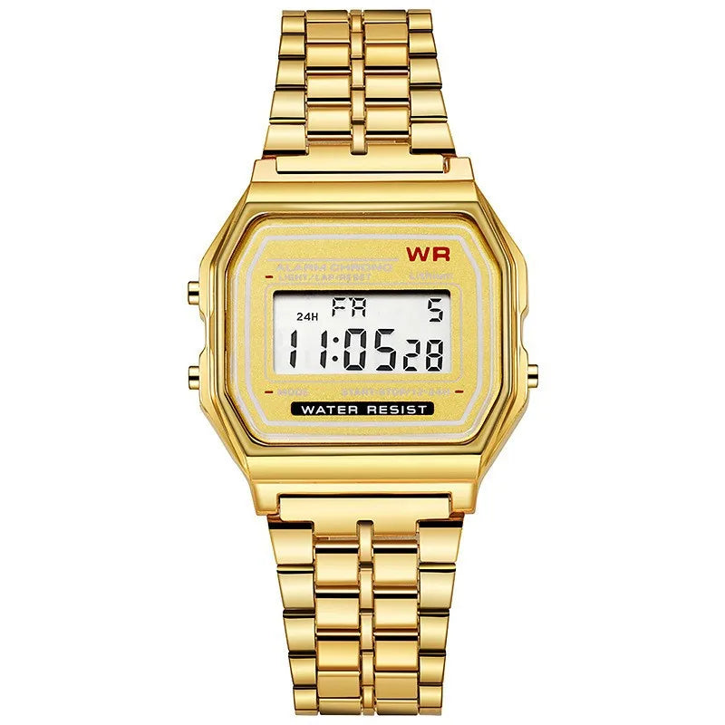 Retro Digital Watch — Unisex Vintage Style, Steel Bracelet