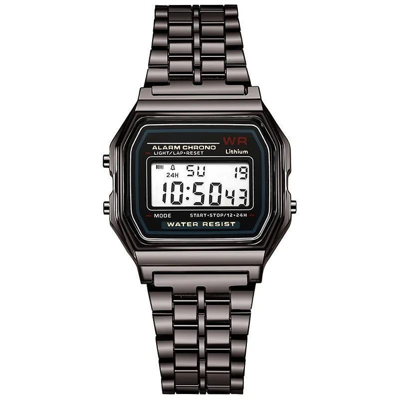 Retro Digital Watch — Unisex Vintage Style, Steel Bracelet